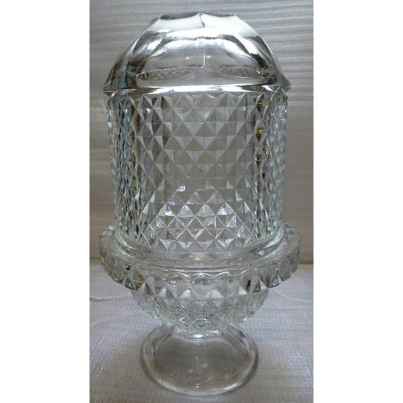 Vtg Viking Glass Diamond Point Fairy Lamps  6 3/4" Tall x 4" Wide - Picture 1 of 8